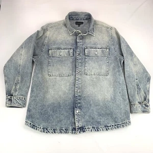 No Boundaries Blue Denim Button Up Mens Jacket. Size Large / XL. Vintage Style - Picture 1 of 11
