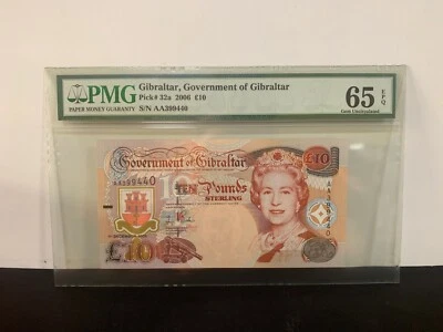 2006 Gibraltar,Government Of Gibraltar £10 P-32a "AA Prefix"  PMG 65 EPQ - Image 1 of 2