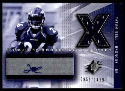 2004 SPX ROOKIE JERSEY AUTO /1499 Tatum Bell Rookie Auto 0951/1499 Denver - Image 1 of 2