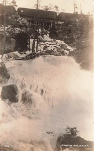 Cartolina LP19 Pitchfork Falls White Pass & Yukon treno ferroviario Alaska RPPC - Foto 1 di 2