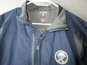 ANTIGUA BUFFALO SABRES MEN'S JACKET HOCKEY NAVY BLUE GRAY LARGE USED POLYESTER - Picture 1 of 5