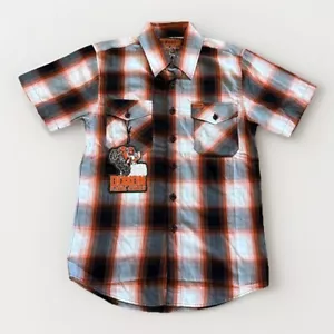 DIXXON FLANNEL Co Shirt Mens XS The Throttle Shadow Plaid Orange Bamboo Biker - Picture 1 of 9