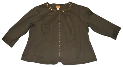 Ruby Road Long Sleeve Full Zip Canvas Jacket Coat Women's 20W Dark Green - Image 1 of 4