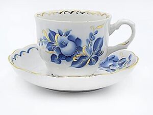 Dobrush 8 oz. / 250 ml Porcelain Teacup and Saucer Tea Pair   "Tatyana".