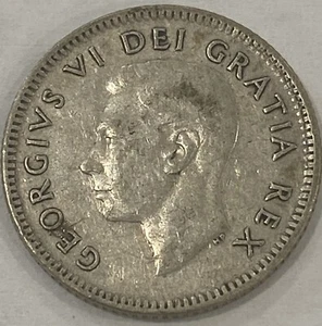 1952 Canada 10 Cent Coin 80% Silver Dime George VI and Sailboat BEAUTIFUL! - Picture 1 of 2