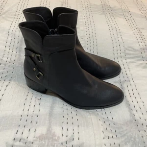 Django & Juliette size 37 Navy Blue Leather Ankle Biker Boots Zip EUC like new - Picture 1 of 9