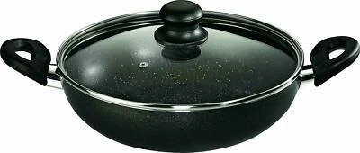 Kadai In Alluminio Non Appiccicoso Granza Da 240Mm Con Coperchio In Vetro - Immagine 1 di 4
