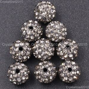 20Pcs Premium Czech Crystal Rhinestones Pave Clay Round Disco Ball Spacer Beads
