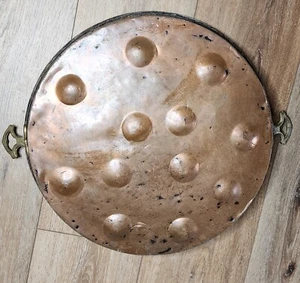 Rare Vintage Antique Solid JUMBO Copper Egg Poacher Pan Escargot 15" - Picture 1 of 4