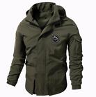Men Army Jacket Hooded Coat Pockets Plus Size Pockets Outwear Hiking Windbreaker