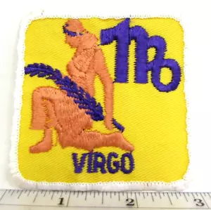 Vintage Virgo Jacket Patch Badge Zodiac Astrology August 23 - September 22 - Picture 1 of 3
