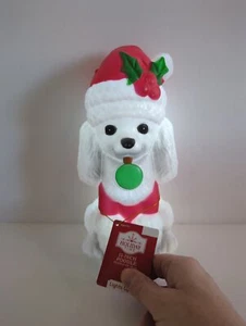 Holiday Time Poodle in Santa Hat 11" Lighted LED Tabletop Blow Mold - Picture 1 of 3