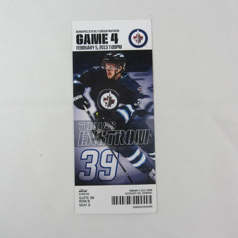 Winnipeg Jets NHL Hockey Ticket - Game 4 Feb. 5, 2013 vs Florida Panthers Cover