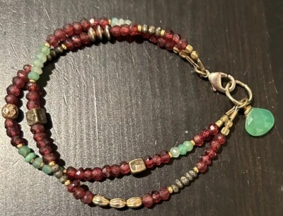 Garnet, Chrysoprase, & Pyrite Double Strand Bracelet Foto 1 de 4