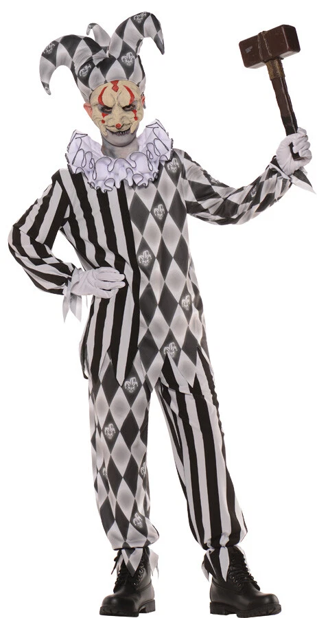 Evil Harlequin Child Costume Clown Jester Halloween Underwraps - Image 1 of 1