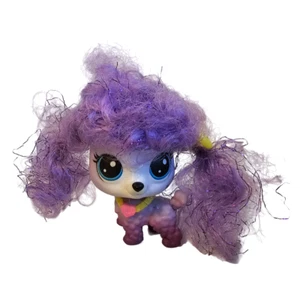 Hasbro Littlest Pet Shop #3-88 Bebe La Poodle Dog Purple Tinsel Hair Bow LPS - Picture 1 of 5