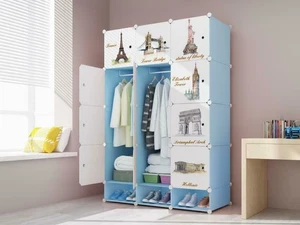 12 Cube Plastic Wardrobe Cupboard Closet Cabinet Organiser Storage Furniture Set - Picture 1 of 11