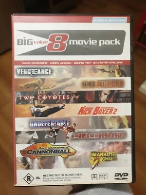 8 Action Movie DVD Vengeance + New Boss + Two Coyotes + Cannonball + Undefetable - Image 1 of 2