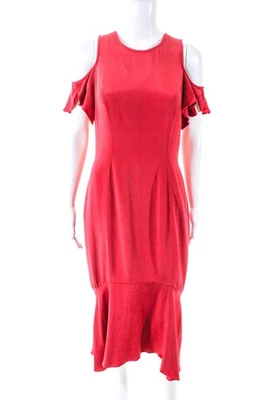 Vestido Theia Mujer Geranio Volantes Rojo Seda Talla 8 11309213 Foto 1 de 4