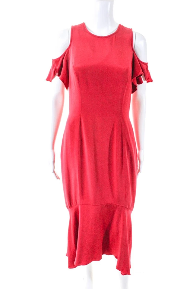 Vestido Theia Mujer Geranio Volantes Rojo Seda Talla 8 11309213 Foto 1 de 4