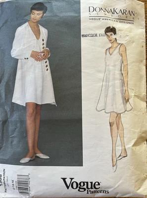 Vogue 1368 Donna Karan Bias Pullover Slip DRESS + COAT sewing pattern 12-14-16 - Image 1 of 4
