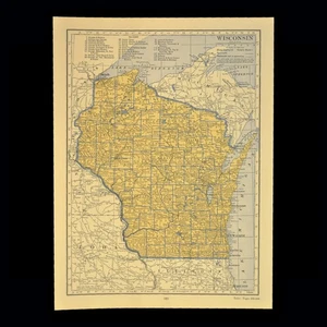 Vintage WISCONSIN Karte Eisenbahn Depot Städte CNW RR Historisch Original Atlas Karte - Bild 1 von 7