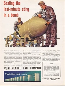 Continental Can Company 1943 WWII Print Ad Bomb Fuse Safety War Bonds - Picture 1 of 1