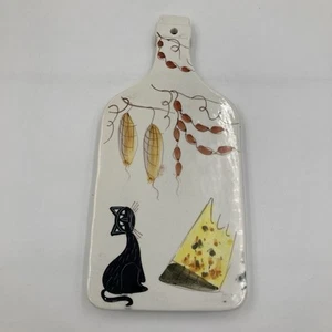 Vintage handbemaltes Keramik Käsebrett Katze & Käse 36 cm x 16 cm - Bild 1 von 9