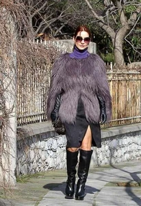 Supertrash Olivia Shaggy Faur Fur Cape Jacket Sz 38 Small - Imagen 1 de 9