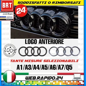 LOGO WAPPEN RINGE VORNE AUDI SCHWARZ SILBER GLÄNZEND A1 A3 A4 A5 A6 Q2 Q3 Q5 - Bild 1 von 10