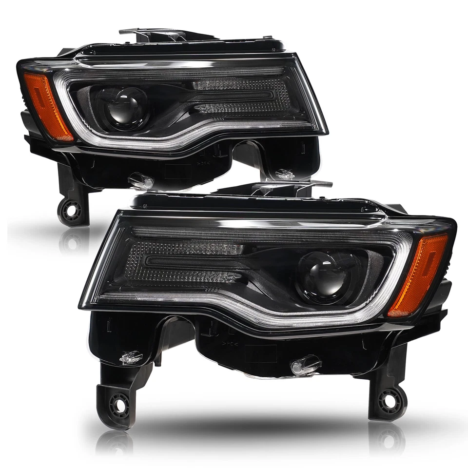 For 2017-2021 Jeep Grand Cherokee Upgrade Halogen Headlight Pair Left+Right — 第 1/4 张图片
