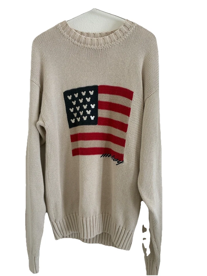 Suéter Vintage Disney Like Polo Ralph Lauren Diseño Bandera Americana Mickey Talla M Foto 1 de 4