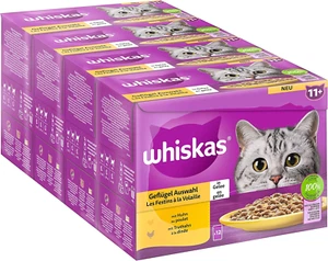 Whiskas Senior 11+ Katzennassfutter Geflügel Auswahl in Gelee, 48 Portionsbeutel - Bild 1 von 14