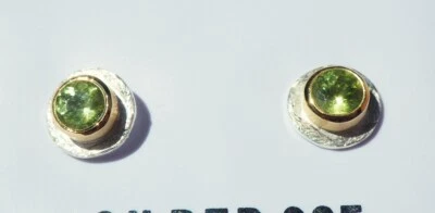 SCHMUCK-STCK OHRRINGE Peridot FACETTEN Silber vergoldet  - Bild 1 von 2