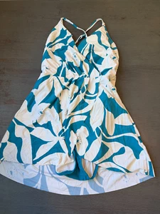blue white ANNE COLE one piece swimsuit bikini size 12 - Picture 1 of 2