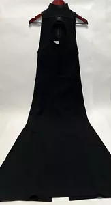 Abito donna Courreges Paris nero buco della serratura finto collo maxi maglia spacco - Foto 1 di 16