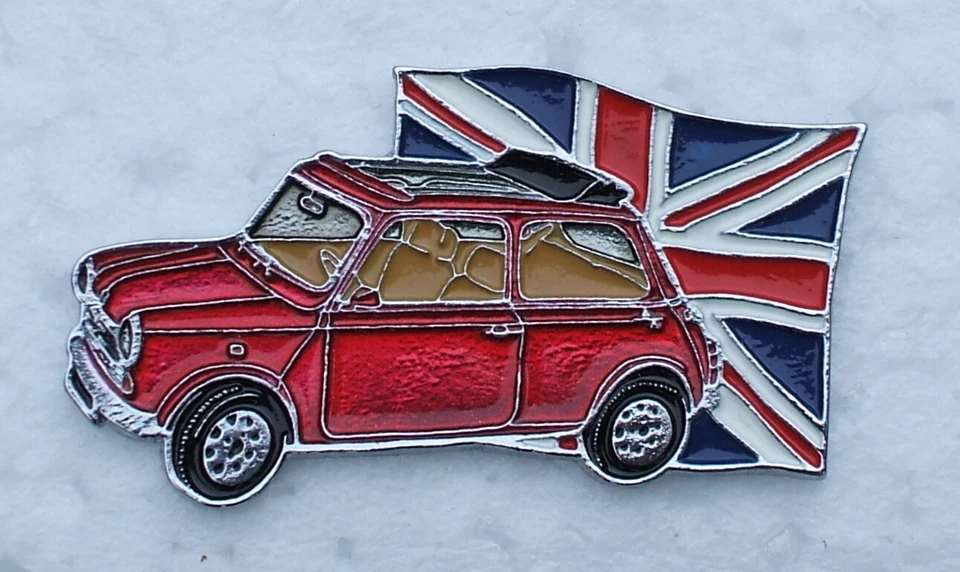BMC MINI UNION JACK, VERMELHO, EMBLEMA DE LAPELA ESMALTADO. 40x22mm. ENCAIXE DE PINO BORBOLETA. - Imagem 1 de 1