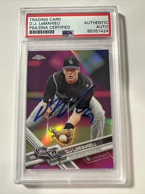 2017 Topps Chrome Dj Lemahieu Pink Refractor Auto Autograph Signed Card PSA - Image 1 of 2