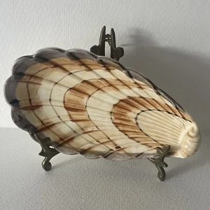 Vintage Fitz & Floyd Hand-Painted Ceramic Scallop Shell Design Small Dish 7 Inch - Picture 1 of 9