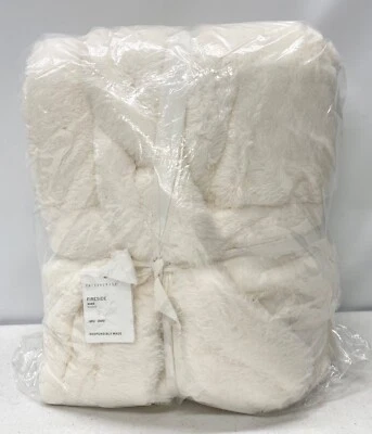 НОВЫЙ халат для ванны с капюшоном Pottery Barn Fireside ~ БОЛЬШОЙ ~ слоновая кость ~ БЕЗ МОНО - Изображение 1 из 2