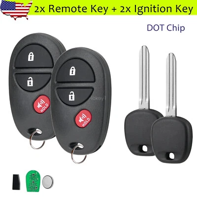 2 for 2005 2006 2007 2008 2009 2010 Toyota Tacoma 3B Remote Fob + Dot Chip Key - Image 1 of 4