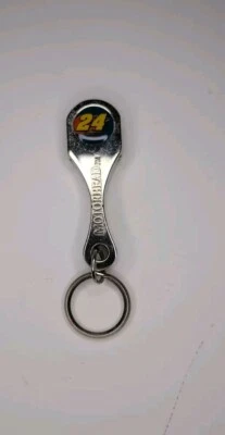 NASCAR JIMMIE JOHNSON #48 CHROME MOTORHEAD BOTTLE OPENER METAL KEYCHAIN  - Image 1 of 4