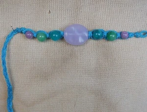 Jade Adjustable Hemp Cuff, Bracelet, Anklet w/ Amazonite, Larimar Gemstone Beads - Picture 1 of 8