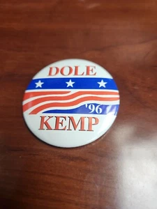 Vintage 1996 Dole / Kemp Republican Presidential Candidate Campaign Pin Button - Picture 1 of 3
