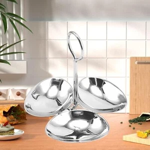 Stainless Steel 3 Section Snack Serving Bowl for Candy Fruit Condiments - Picture 1 of 7