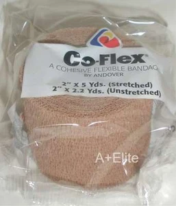 CO-FLEX 2"x5Yd Tan Flesh Cohesive Bandage Self Adherent Wrap LATEX OR NL FREE - Picture 1 of 4