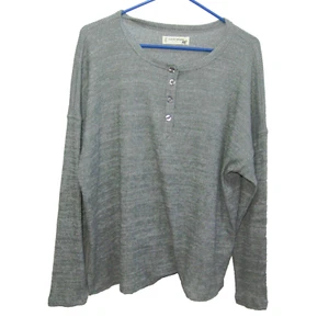 LUCKY BRAND Women's (Size Large) Gray Long Sleeve Henley Sweater Shirt Top - Picture 1 of 4