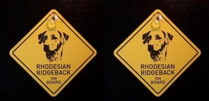 2 Stück 12cm Roadsign Schild mit Saugnapf RHODESIAN RIDGEBACK Warnschild Hund - Bild 1 von 2
