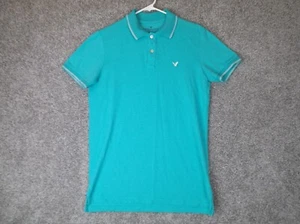 Mens Cotton Vintage Fit aqua Eagle Polo Shirt by American Eagle Outfitters SZ S - Picture 1 of 9