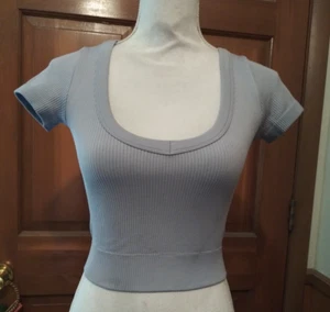 Wild Fable Girls Size XS Blue Short Sleeve Cropped Top Stretchy Band new wfcx - Picture 1 of 8
